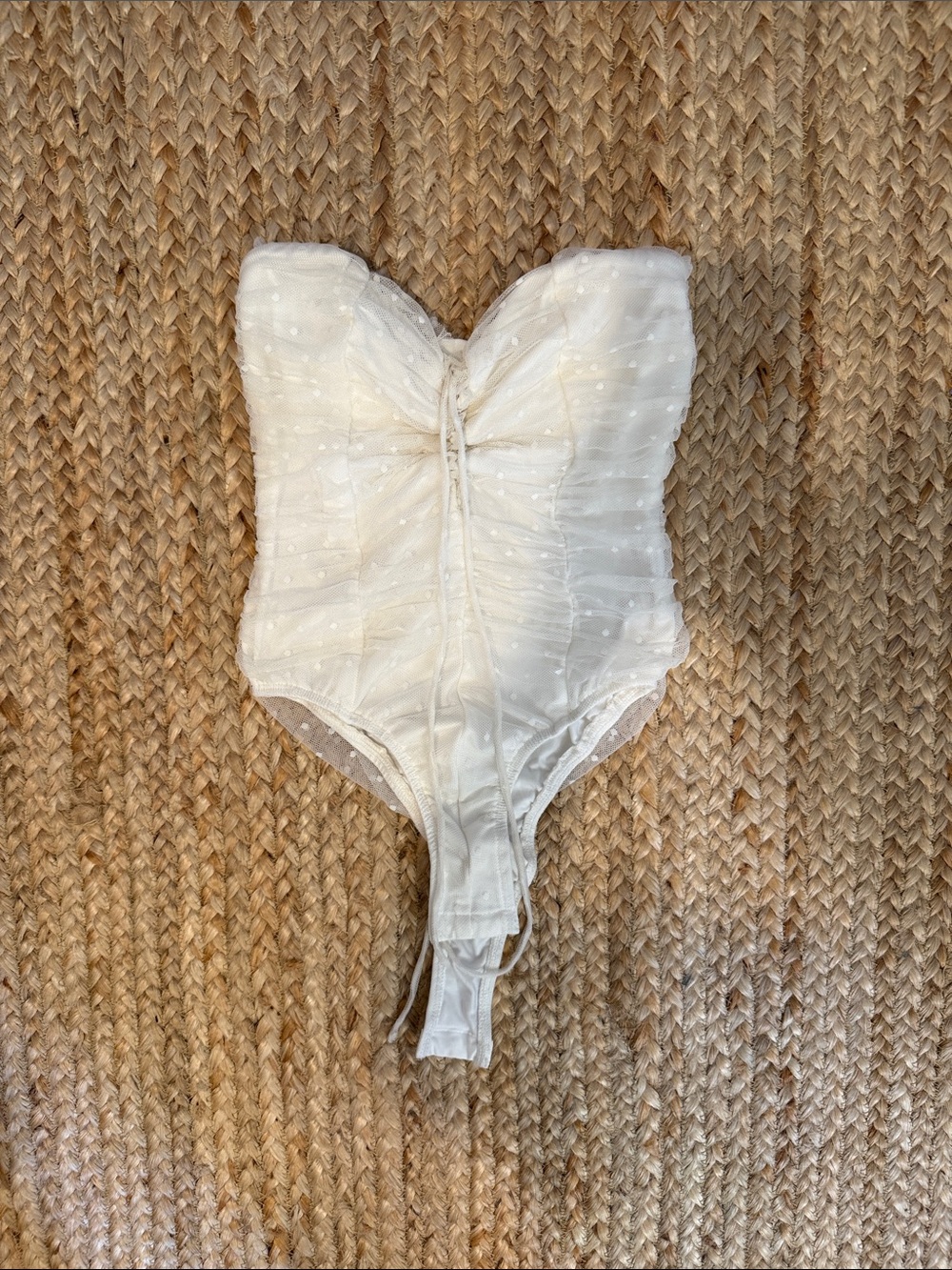 Women’s White Swiss Dot bodysuit